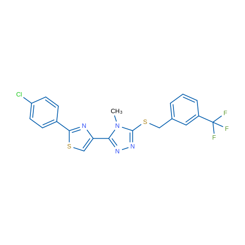 3-[2-(4-Chlorophenyl)-1,3-thiazol-4-yl]-4-methyl-5-({[3-(trifluoromethyl)phenyl]methyl}sulfanyl)-4H-1,2,4-triazole 1g