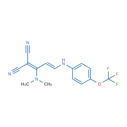 2-[(2E)-1-(Dimethylamino)-3-{[4-(trifluoromethoxy)phenyl]amino}prop-2-en-1-ylidene]propanedinitrile 1g