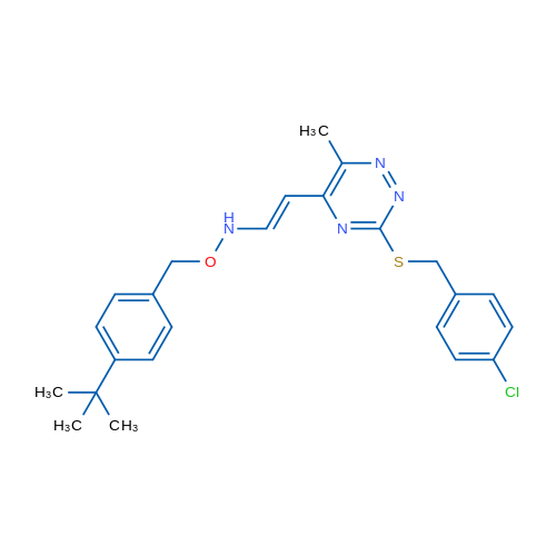 [(4-tert-Butylphenyl)methoxy][(E)-2-(3-{[(4-chlorophenyl)methyl]sulfanyl}-6-methyl-1,2,4-triazin-5-yl)ethenyl]amine 1g