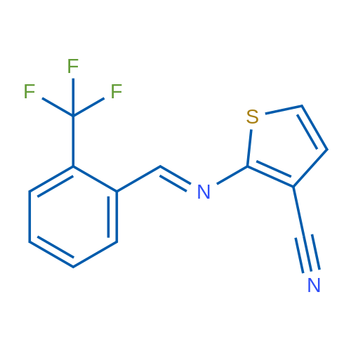 2-[(E)-{[2-(trifluoromethyl)phenyl]methylidene}amino]thiophene-3-carbonitrile 1g