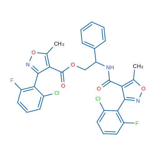 2-{[3-(2-chloro-6-fluorophenyl)-5-methyl-1,2-oxazol-4-yl]formamido}-2-phenylethyl 3-(2-chloro-6-fluorophenyl)-5-methyl-1,2-oxazole-4-carboxylate 1g