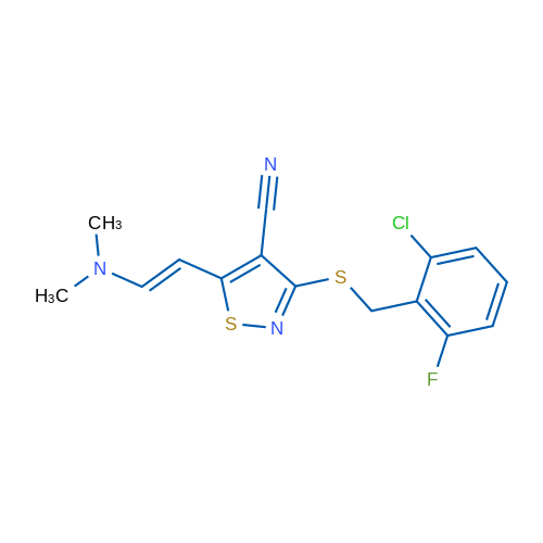 3-{[(2-chloro-6-fluorophenyl)methyl]sulfanyl}-5-[(E)-2-(dimethylamino)ethenyl]-1,2-thiazole-4-carbonitrile 1g