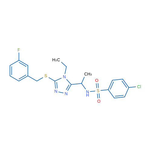 4-Chloro-N-[1-(4-ethyl-5-{[(3-fluorophenyl)methyl]sulfanyl}-4H-1,2,4-triazol-3-yl)ethyl]benzene-1-sulfonamide 1g
