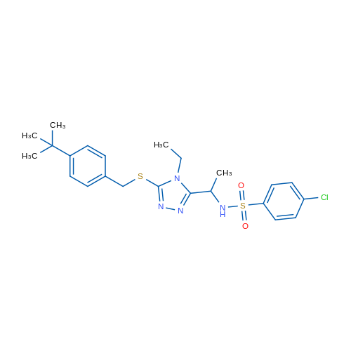 N-[1-(5-{[(4-tert-butylphenyl)methyl]sulfanyl}-4-ethyl-4H-1,2,4-triazol-3-yl)ethyl]-4-chlorobenzene-1-sulfonamide 1g