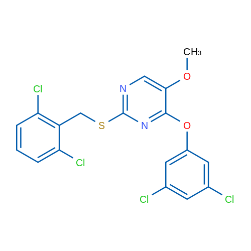 4-(3,5-Dichlorophenoxy)-2-{[(2,6-dichlorophenyl)methyl]sulfanyl}-5-methoxypyrimidine 1g