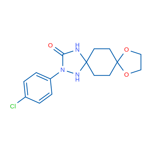 2-(4-Chlorophenyl)-9,12-dioxa-1,2,4-triazadispiro[4.2.4^{8}.2^{5}]tetradecan-3-one 1g