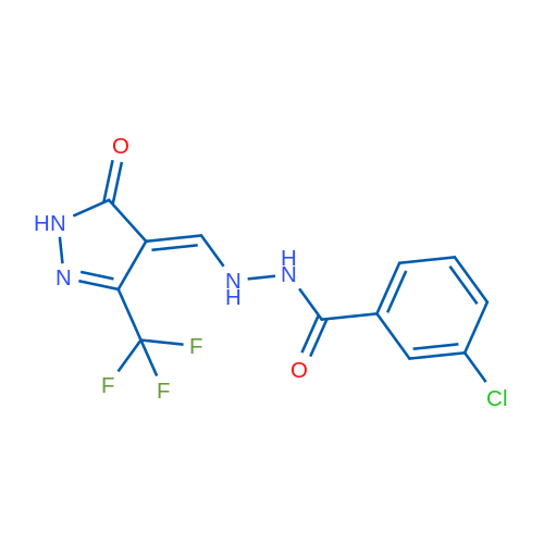 3-Chloro-N'-{[5-oxo-3-(trifluoromethyl)-4,5-dihydro-1H-pyrazol-4-ylidene]methyl}benzohydrazide 1g