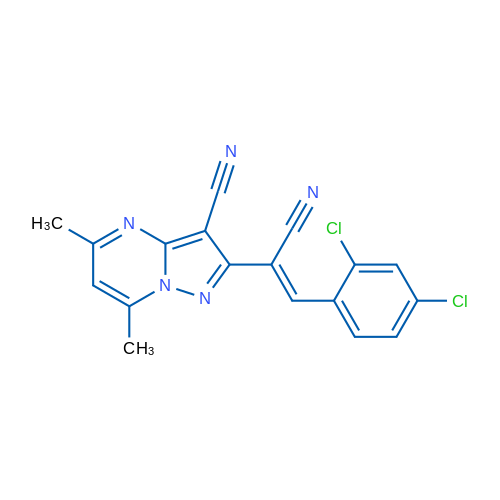 2-[(1Z)-1-Cyano-2-(2,4-dichlorophenyl)eth-1-en-1-yl]-5,7-dimethylpyrazolo[1,5-a]pyrimidine-3-carbonitrile 1g