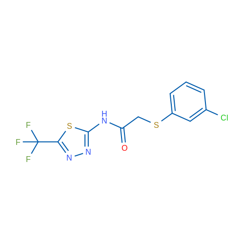 2-[(3-Chlorophenyl)sulfanyl]-N-[5-(trifluoromethyl)-1,3,4-thiadiazol-2-yl]acetamide 1g
