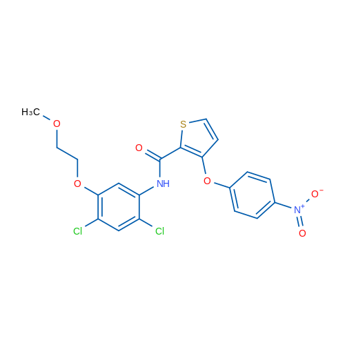 N-[2,4-Dichloro-5-(2-methoxyethoxy)phenyl]-3-(4-nitrophenoxy)thiophene-2-carboxamide 1g