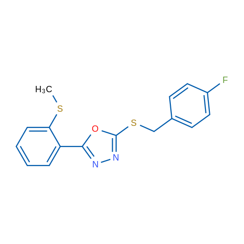 2-{[(4-fluorophenyl)methyl]sulfanyl}-5-[2-(methylsulfanyl)phenyl]-1,3,4-oxadiazole 1g