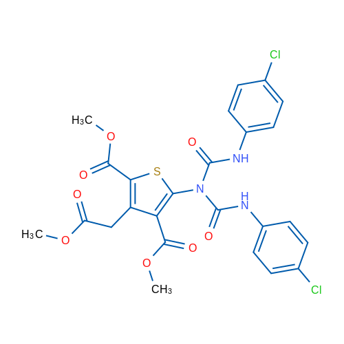 2,4-Dimethyl 5-{bis[(4-chlorophenyl)carbamoyl]amino}-3-(2-methoxy-2-oxoethyl)thiophene-2,4-dicarboxylate 1g
