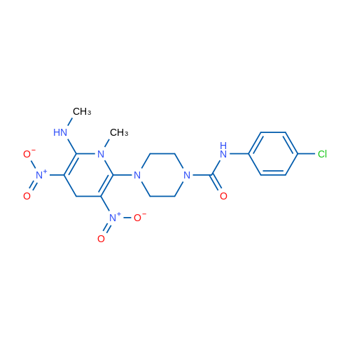 N-(4-Chlorophenyl)-4-[1-methyl-6-(methylamino)-3,5-dinitro-1,4-dihydropyridin-2-yl]piperazine-1-carboxamide 1g