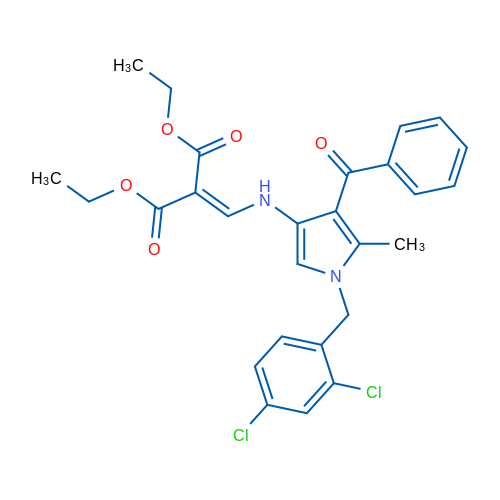 1,3-Diethyl 2-[({4-benzoyl-1-[(2,4-dichlorophenyl)methyl]-5-methyl-1H-pyrrol-3-yl}amino)methylidene]propanedioate 1g