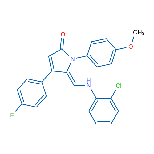 (5Z)-5-{[(2-chlorophenyl)amino]methylidene}-4-(4-fluorophenyl)-1-(4-methoxyphenyl)-2,5-dihydro-1H-pyrrol-2-one 1g