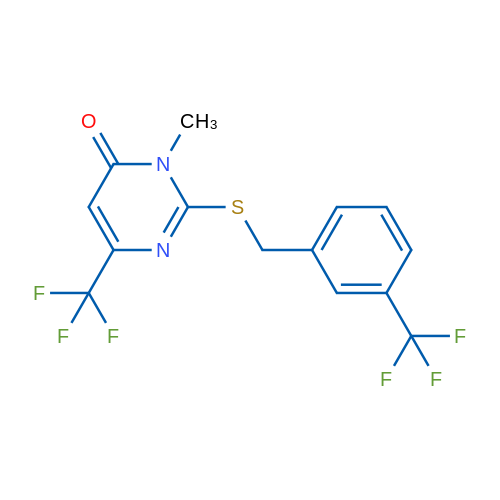 3-Methyl-6-(trifluoromethyl)-2-({[3-(trifluoromethyl)phenyl]methyl}sulfanyl)-3,4-dihydropyrimidin-4-one 1g