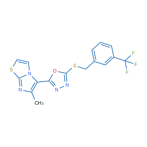 2-{6-methylimidazo[2,1-b][1,3]thiazol-5-yl}-5-({[3-(trifluoromethyl)phenyl]methyl}sulfanyl)-1,3,4-oxadiazole 1g