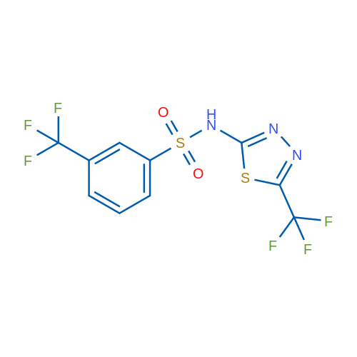 3-(Trifluoromethyl)-N-[5-(trifluoromethyl)-1,3,4-thiadiazol-2-yl]benzene-1-sulfonamide 1g
