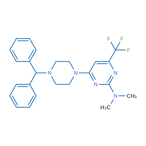 4-[4-(Diphenylmethyl)piperazin-1-yl]-N,N-dimethyl-6-(trifluoromethyl)pyrimidin-2-amine 1g