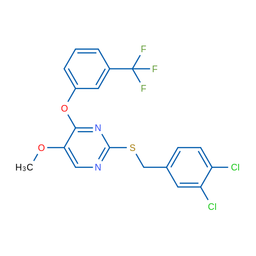 2-{[(3,4-dichlorophenyl)methyl]sulfanyl}-5-methoxy-4-[3-(trifluoromethyl)phenoxy]pyrimidine 1g