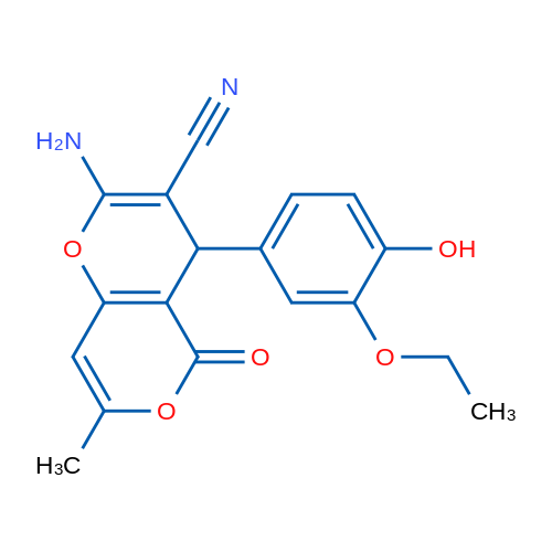 2-Amino-4-(3-ethoxy-4-hydroxyphenyl)-7-methyl-5-oxo-4H,5H-pyrano[3,2-c]pyran-3-carbonitrile 1g