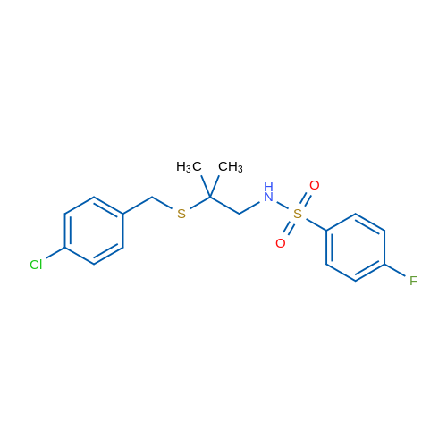 N-(2-{[(4-chlorophenyl)methyl]sulfanyl}-2-methylpropyl)-4-fluorobenzene-1-sulfonamide 1g