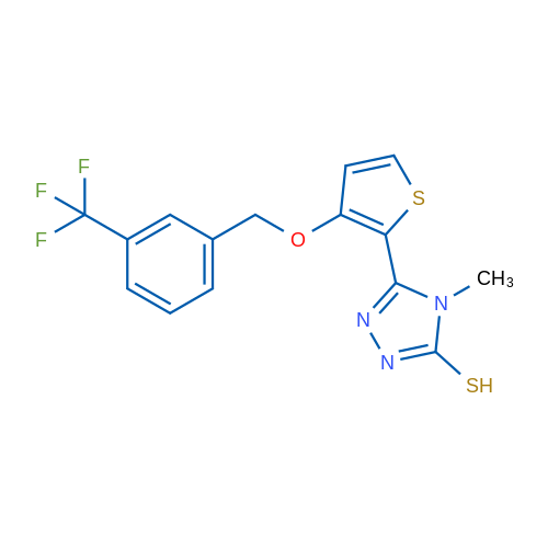 4-Methyl-5-(3-{[3-(trifluoromethyl)phenyl]methoxy}thiophen-2-yl)-4H-1,2,4-triazole-3-thiol 1g