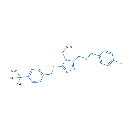 3-{[(4-tert-butylphenyl)methyl]sulfanyl}-5-({[(4-chlorophenyl)methyl]sulfanyl}methyl)-4-ethyl-4H-1,2,4-triazole 1g