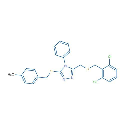 3-({[(2,6-dichlorophenyl)methyl]sulfanyl}methyl)-5-{[(4-methylphenyl)methyl]sulfanyl}-4-phenyl-4H-1,2,4-triazole 1g