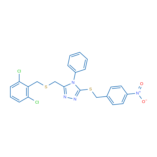 3-({[(2,6-dichlorophenyl)methyl]sulfanyl}methyl)-5-{[(4-nitrophenyl)methyl]sulfanyl}-4-phenyl-4H-1,2,4-triazole 1g