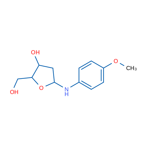 2-(Hydroxymethyl)-5-((4-methoxyphenyl)amino)tetrahydrofuran-3-ol 1g