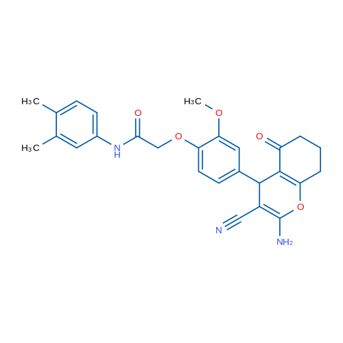2-(4-(2-Amino-3-cyano-5-oxo-5,6,7,8-tetrahydro-4H-chromen-4-yl)-2-methoxyphenoxy)-N-(3,4-dimethylphenyl)acetamide 1g