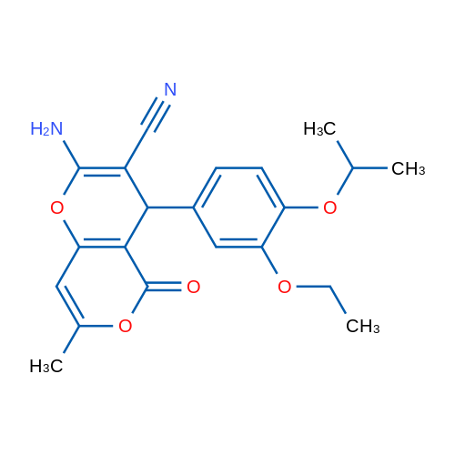 2-Amino-4-[3-ethoxy-4-(propan-2-yloxy)phenyl]-7-methyl-5-oxo-4H,5H-pyrano[3,2-c]pyran-3-carbonitrile 1g