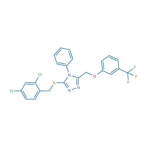 3-{[(2,4-dichlorophenyl)methyl]sulfanyl}-4-phenyl-5-{[3-(trifluoromethyl)phenoxy]methyl}-4H-1,2,4-triazole 1g