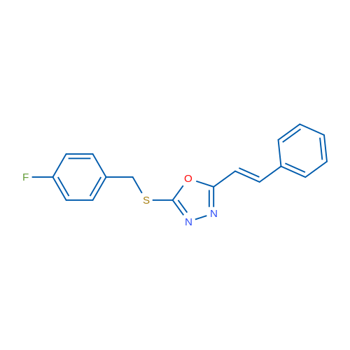 2-{[(4-fluorophenyl)methyl]sulfanyl}-5-[(E)-2-phenylethenyl]-1,3,4-oxadiazole 1g