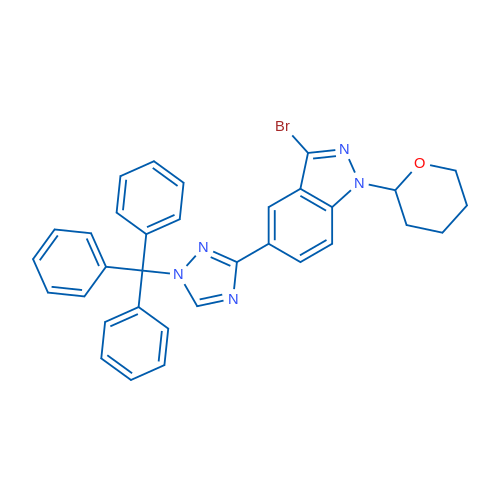 3-Bromo-1-(tetrahydro-2H-pyran-2-yl)-5-(1-trityl-1H-1,2,4-triazol-3-yl)-1H-indazole 1g