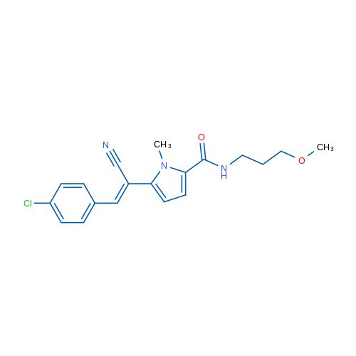 5-[(1Z)-2-(4-Chlorophenyl)-1-cyanoeth-1-en-1-yl]-N-(3-methoxypropyl)-1-methyl-1H-pyrrole-2-carboxamide 1g
