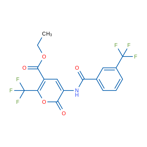 Ethyl 2-oxo-6-(trifluoromethyl)-3-[3-(trifluoromethyl)benzamido]-2H-pyran-5-carboxylate 1g