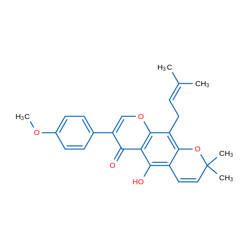 5-Hydroxy-3-(4-methoxyphenyl)-8,8-dimethyl-10-(3-methylbut-2-en-1-yl)pyrano[3,2-g]chromen-4(8H)-one 1g
