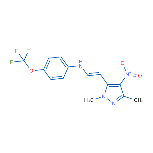 N-[(E)-2-(1,3-Dimethyl-4-nitro-1H-pyrazol-5-yl)ethenyl]-4-(trifluoromethoxy)aniline 1g