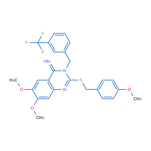 6,7-Dimethoxy-2-{[(4-methoxyphenyl)methyl]sulfanyl}-3-{[3-(trifluoromethyl)phenyl]methyl}-3,4-dihydroquinazolin-4-imine 1g