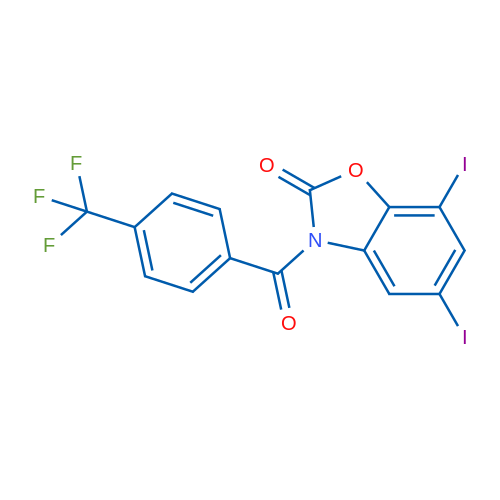 5,7-Diiodo-3-[4-(trifluoromethyl)benzoyl]-2,3-dihydro-1,3-benzoxazol-2-one 1g
