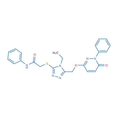 2-[(4-Ethyl-5-{[(6-oxo-1-phenyl-1,6-dihydropyridazin-3-yl)oxy]methyl}-4H-1,2,4-triazol-3-yl)sulfanyl]-N-phenylacetamide 1g