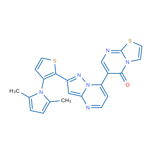 6-{2-[3-(2,5-dimethyl-1H-pyrrol-1-yl)thiophen-2-yl]pyrazolo[1,5-a]pyrimidin-7-yl}-5H-[1,3]thiazolo[3,2-a]pyrimidin-5-one 1g