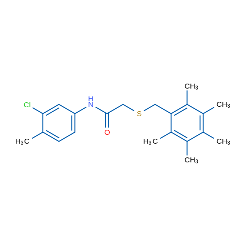 N-(3-Chloro-4-methylphenyl)-2-((2,3,4,5,6-pentamethylbenzyl)thio)acetamide 1g
