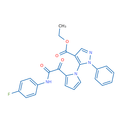 Ethyl 5-(2-{[(4-fluorophenyl)carbamoyl]carbonyl}-1H-pyrrol-1-yl)-1-phenyl-1H-pyrazole-4-carboxylate 1g