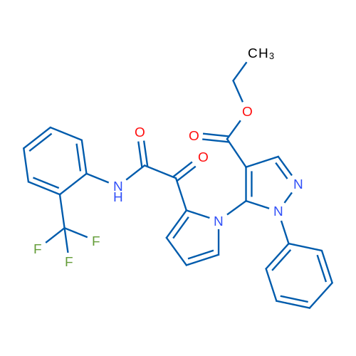 Ethyl 1-phenyl-5-[2-({[2-(trifluoromethyl)phenyl]carbamoyl}carbonyl)-1H-pyrrol-1-yl]-1H-pyrazole-4-carboxylate 1g