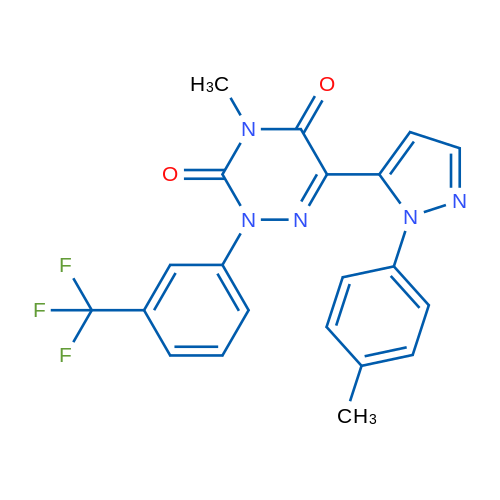 4-Methyl-6-[1-(4-methylphenyl)-1H-pyrazol-5-yl]-2-[3-(trifluoromethyl)phenyl]-2,3,4,5-tetrahydro-1,2,4-triazine-3,5-dione 1g