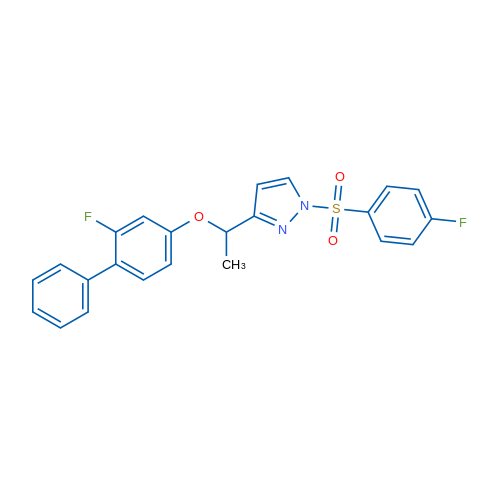 3-[1-({2-fluoro-[1,1'-biphenyl]-4-yl}oxy)ethyl]-1-(4-fluorobenzenesulfonyl)-1H-pyrazole 1g