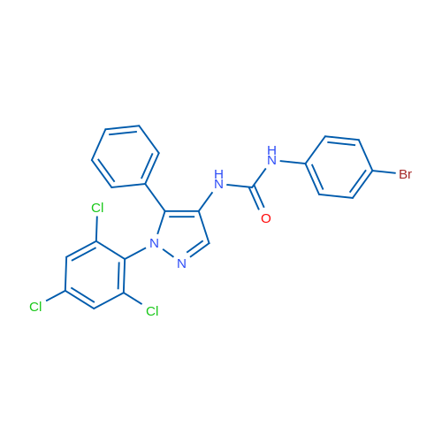 1-(4-Bromophenyl)-3-[5-phenyl-1-(2,4,6-trichlorophenyl)-1H-pyrazol-4-yl]urea 1g